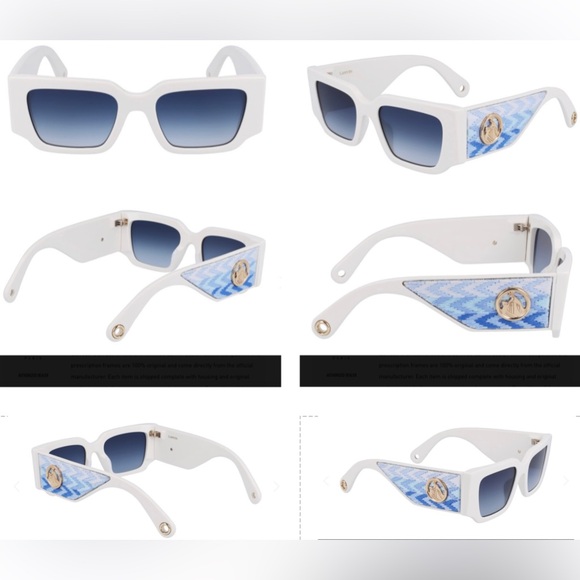 LANVIN RECTANGULAR FASHION FORWARD SUNGLASSES WITH WOVEN FABRIC ARMS,M&D IN GOLD - Picture 11 of 16